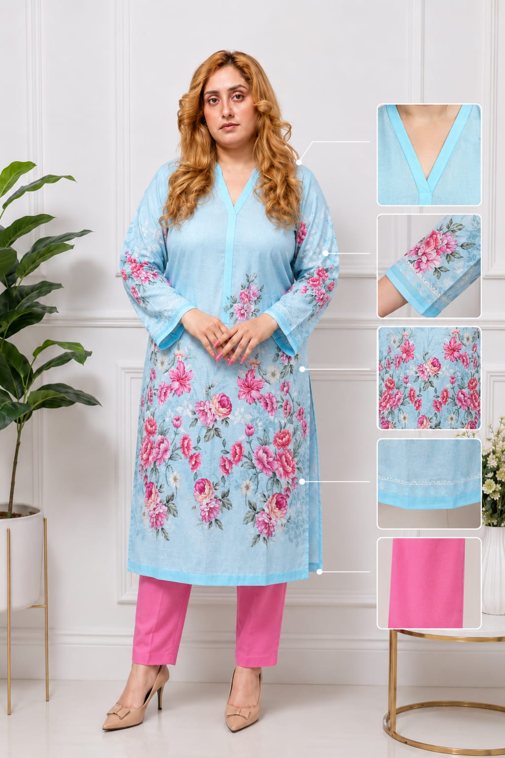 Sky Blue Doriya Lawn